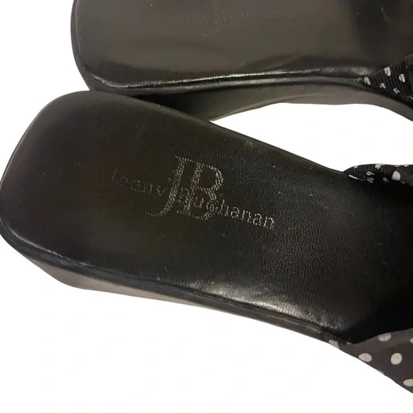 Women’s JENNY BUCHANAN Claire Black White Polka Dot Sandals Slip On Shoes - Picture 9 of 10